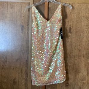 Sequin mini dress! Perfect light peachy color!